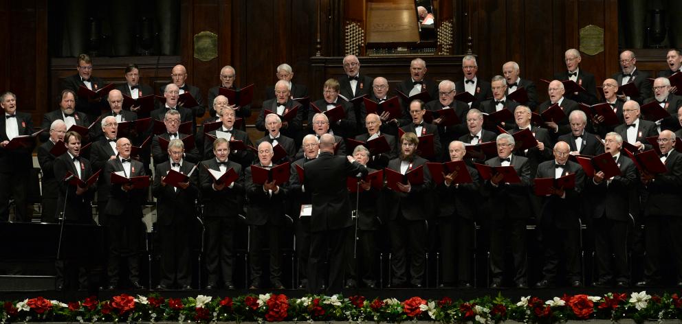 Musical director Richard Madden conducts the Royal Dunedin Male Choir at a concert in the Dunedin...