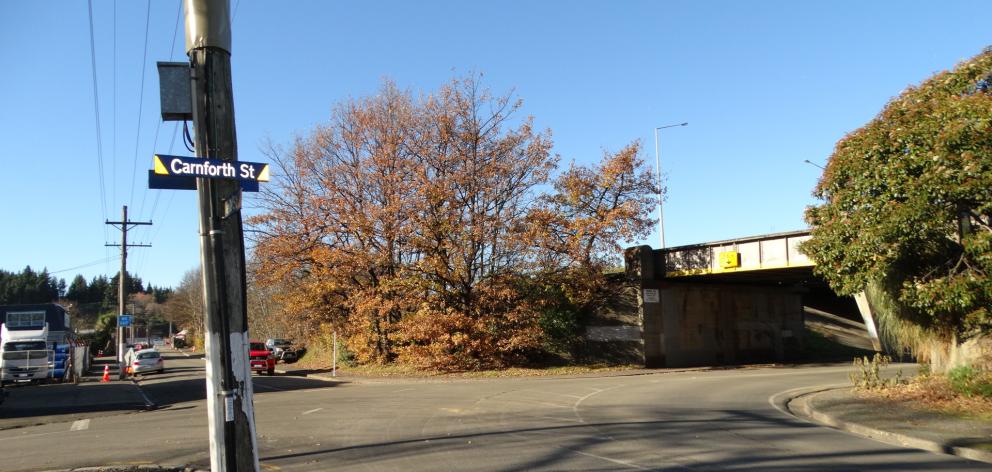 The Dunedin City Council will trial a small roundabout at the intersection of Carnforth, Boomer and Neill Sts, in Green Island, with the aim of improving safety for drivers and pedestrians. PHOTO: BRENDA HARWOOD