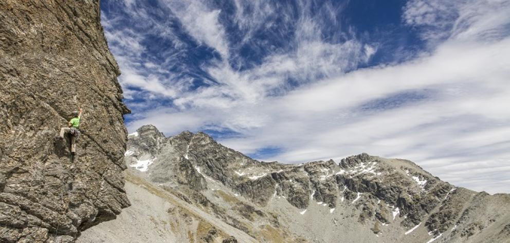 A climber enjoying the outdoors at The Remarkables. Photo: Guillaume Charton