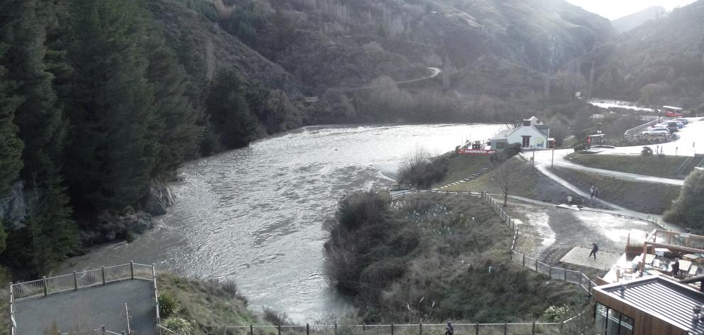 The Shotover River level rose quickly due to the downpour. Photo: Daisy Hudson