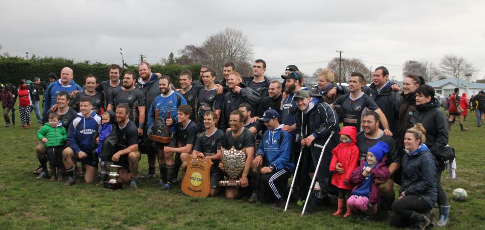 Wyndham Rugby Club celebrates its win over Midlands Rugby Club at Wyndham in the Division 1...
