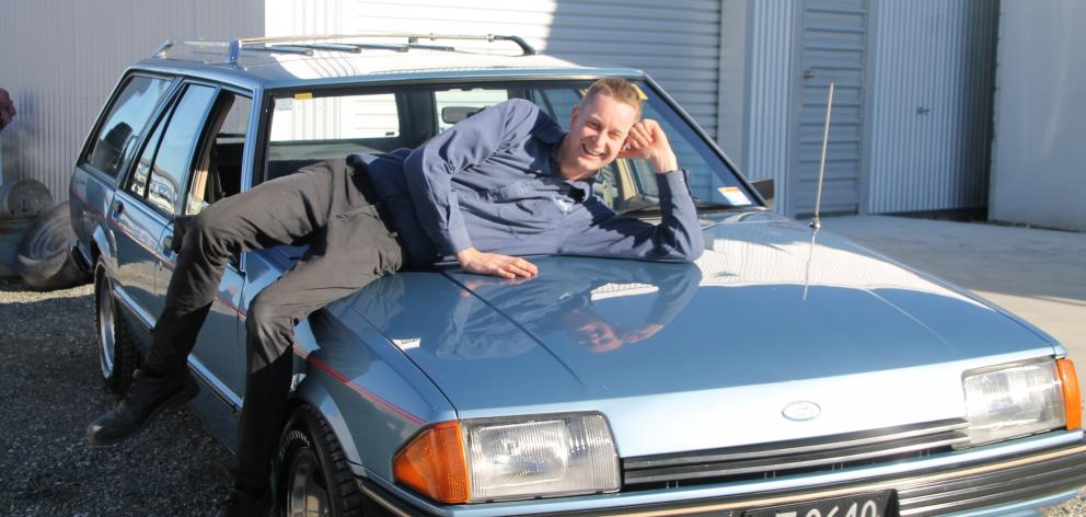 Motoring enthusiast Johnny Dennis and his 1983 Ford Falcon XE wagon. Photo: Ashleigh Martin Motoring enthusiast Johnny Dennis and his 1983 Ford Falcon XE wagon. Photo: Ashleigh Martin