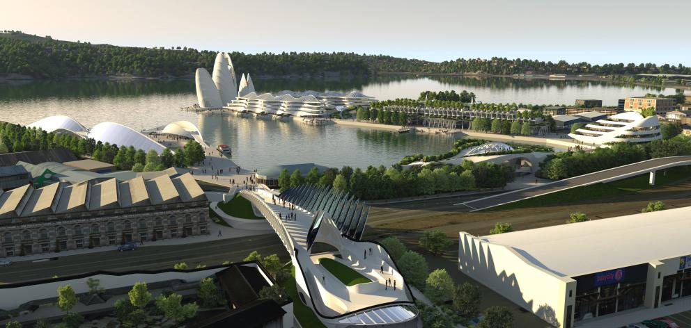 An updated image of the proposed Dunedin waterfront development. Image: Animation Research