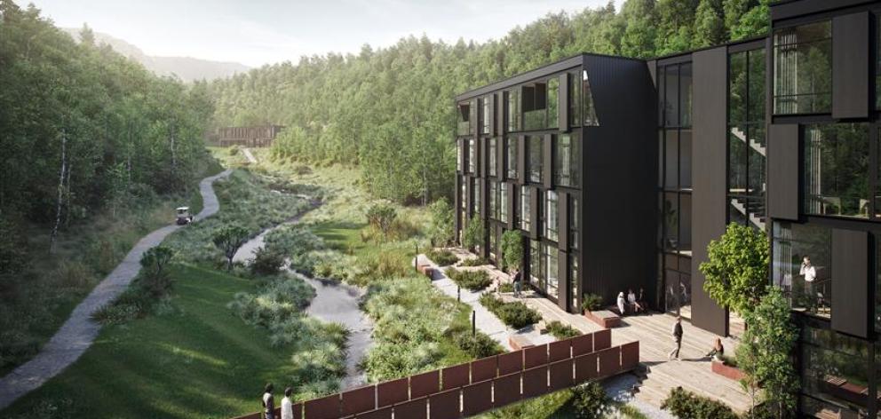 An artist's impression of a hotel planned for Waterfall Park, near Arrowtown. Image: Supplied