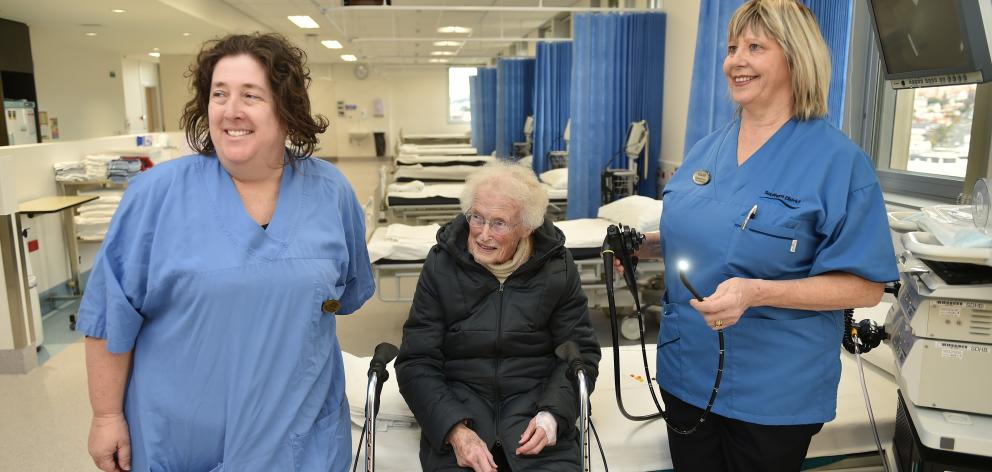 June Stephens (89) is shown around Dunedin Hospital’s new $3.2million gastroenterology department...