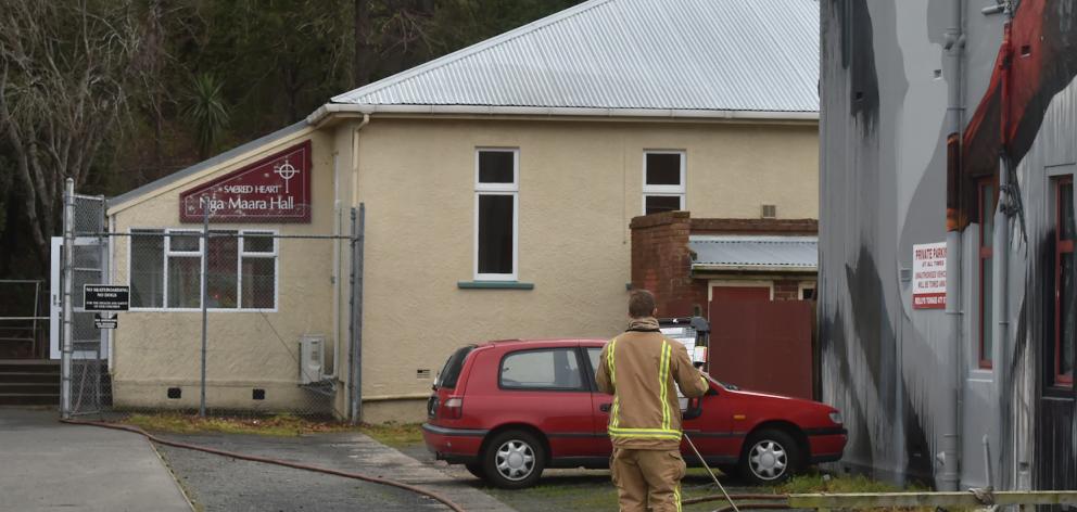Fire crews were called to Sacred Heart School today. Photo: Gregor Richardson