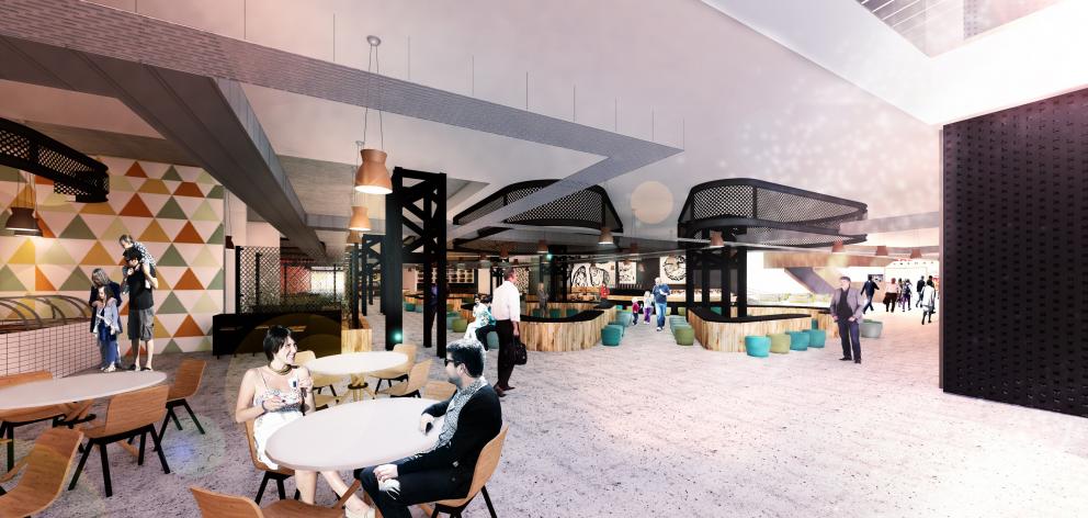 An artist's impression of the inside of the proposed food court in the planned new Invercargill...