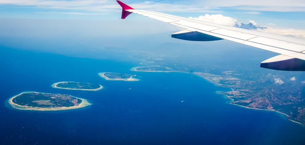 The three Gili Islands seen from above from a plane. Photo: Getty Images