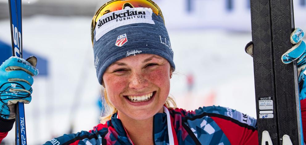 United States cross-country skier Jessica Diggins after winning the 2017 Merino Muster 42km...