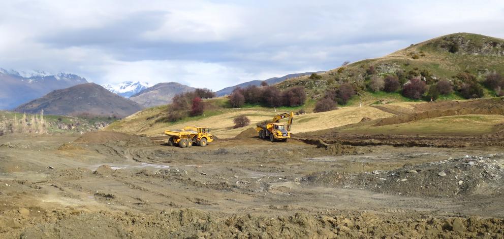 Work has started on a 30million-litre water storage lake at Millbrook's new development on the former Dalgleish Farm. Photo: Philip Chandler