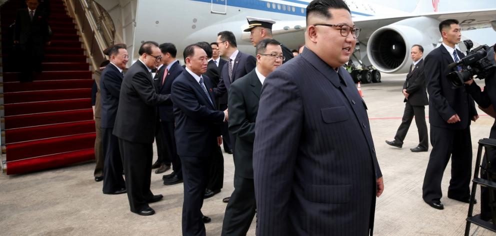 North Korean leader Kim Jong Un arrives in Singapore at the first summit with North Korea. Photo: Singapore's Ministry of Communications and Information via Reuters