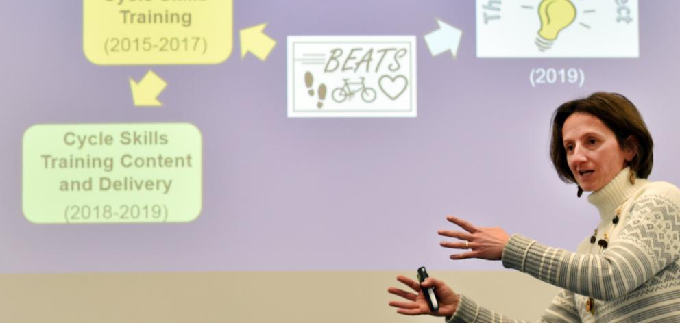 Associate  Prof Sandy Mandic presents research findings from the Beats study to staff and...
