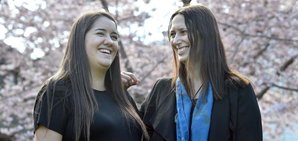 University of Otago senior law student and scholarship recipient Kaahu White (left) and Otago law...