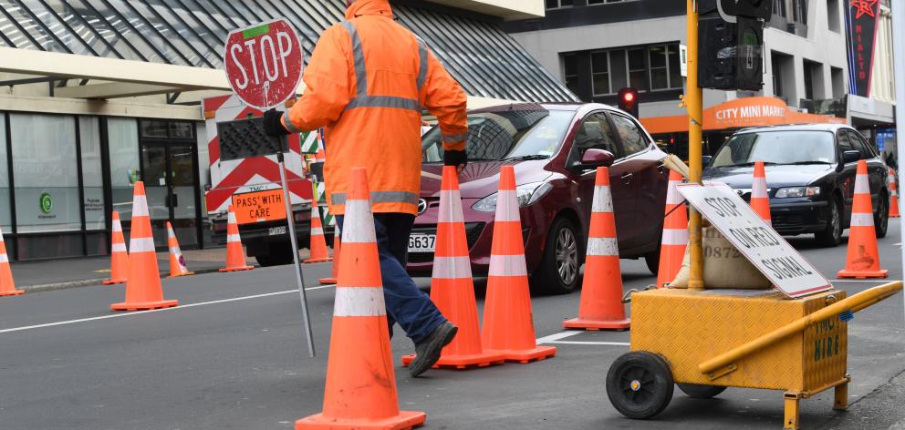 Trafffic delays in Dunedin. Photo: ODT