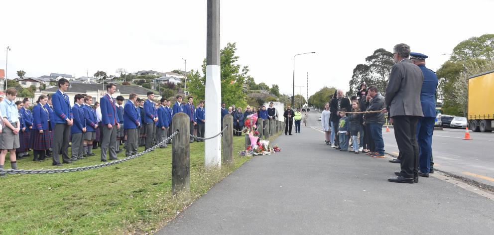 St Kevin’s College pupils perform a haka.