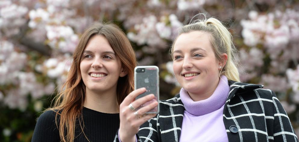 University of Otago Chinese language students (from left) Bridget Kirk, of Queenstown, and Megan...