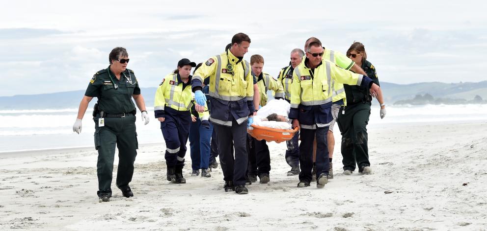 Emergency service personnel from the police, St John ambulance and the Brighton Volunteer Fire...