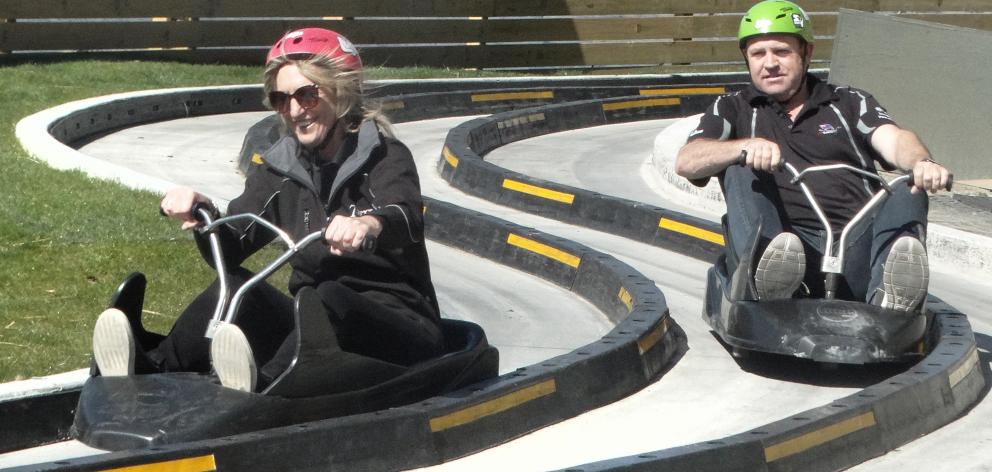 Targa Rally’s Victoria Main and Peter Martin lead the pack on the luge track. Photo: Daisy Hudson