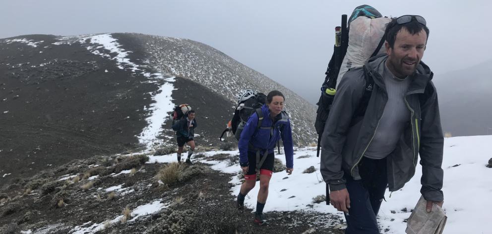 Chris Forne (right), Fleur Pawsey and Nathan Faavae during a training trip in North Canterbury...