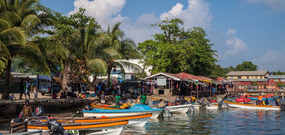 Market day at Gizo, capital of the Western Province, and a ferry stop, is a major event, attended...