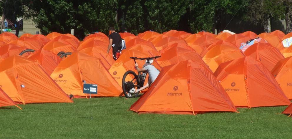 The tent village at Molyneux Park where competitors and helpers spend the night. Photo: Adam Burns