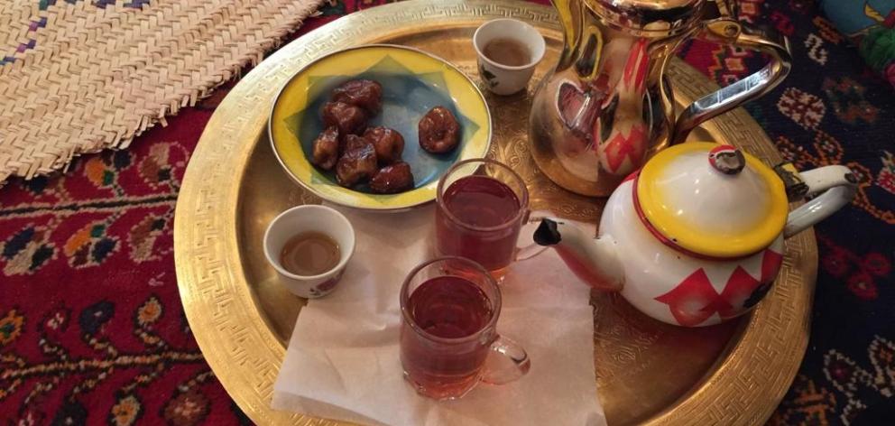 Mint tea, coffee and dates. Photo: Supplied