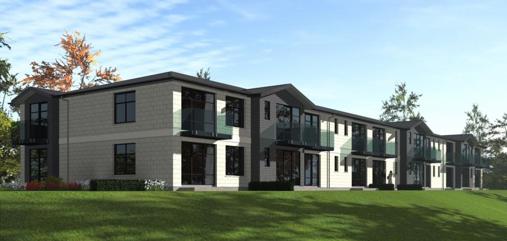A drawing of the first two-storey apartment complex  being built at Observatory Village Lifecare...