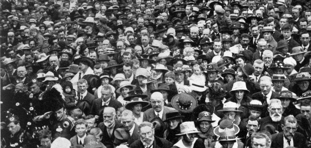A section of the crowd in the Octagon after the announcement that an armistice had been signed...
