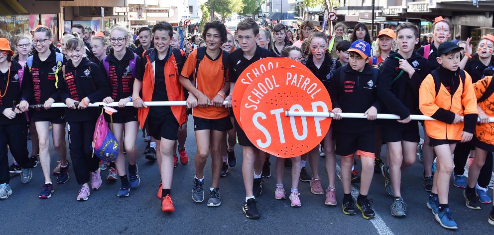 Pupils from 29 schools, from Balclutha to Waikouaiti, take part in the Orange Parade  along...