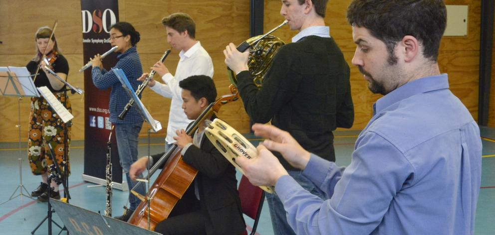 Members of the Dunedin Symphony Orchestra (from left) Olive Butler, Feby Idrus, Jonty Schmidt,...