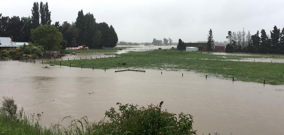 Surface flooding at a property on the Taieri. Photo: Gregor Richardson