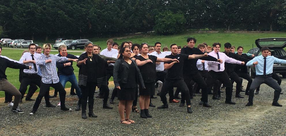 Wakatipu High School pupils and friends performing the haka to remember the school’s head of...