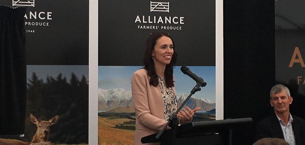 Prime Minister Jacinda Ardern at the opening of the new section of the Alliance venison processing plant in Lorneville. Photo: Sharon Reece