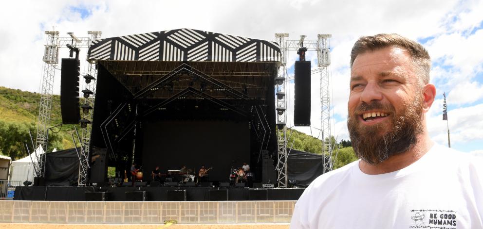 Rythm and Alps founder and director, Alex Turnbull in front of the main stage. Photo: Stephen...