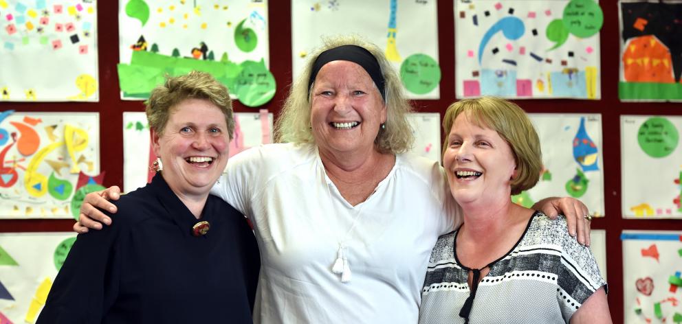 Retiring Tainui School teachers (from left) Ruth Harley, Kaye Ballantyne and Jenny Tavendale will...
