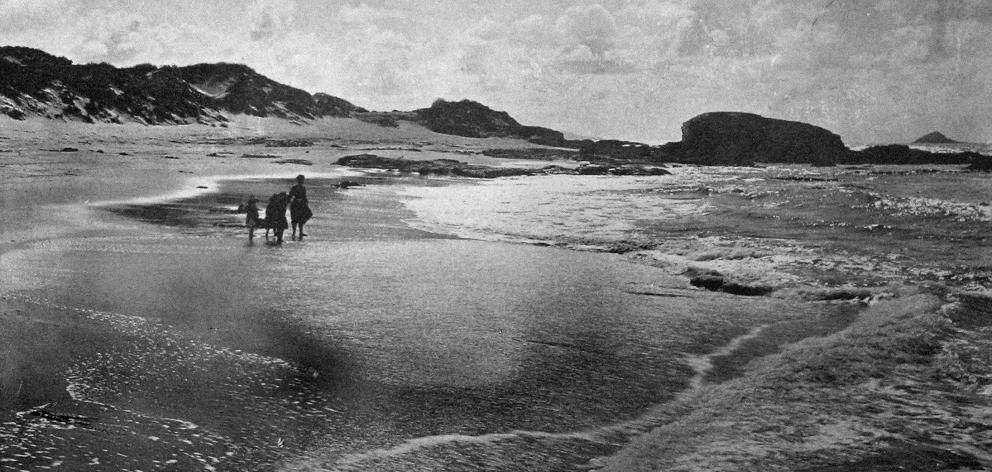 Brighton Beach, near Dunedin, a favourite holiday resort. — Otago Witness, 29.1.1919.