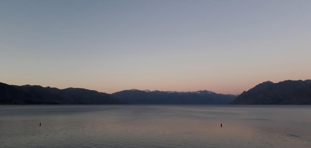 Lake Hawea at sunset.