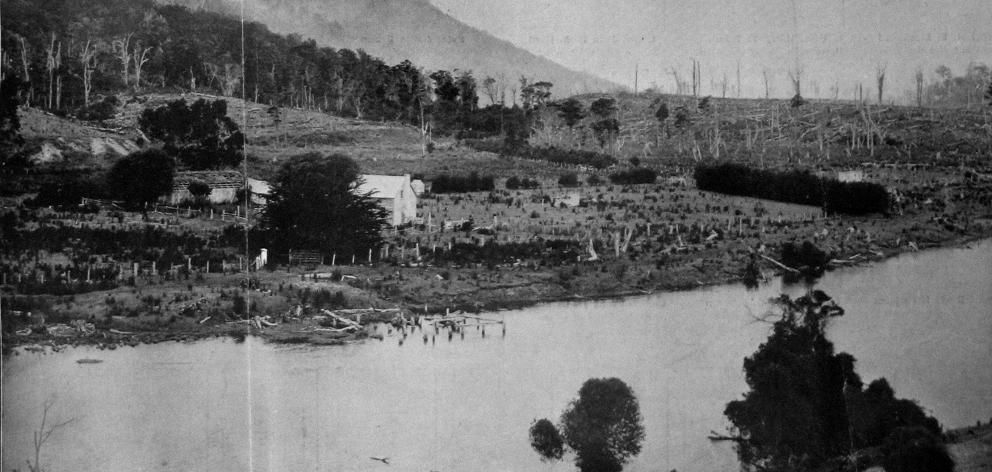 A scene on the Owaka River, with Jacob's Hill in the foreground. - Otago Witness, 1.1.1919.