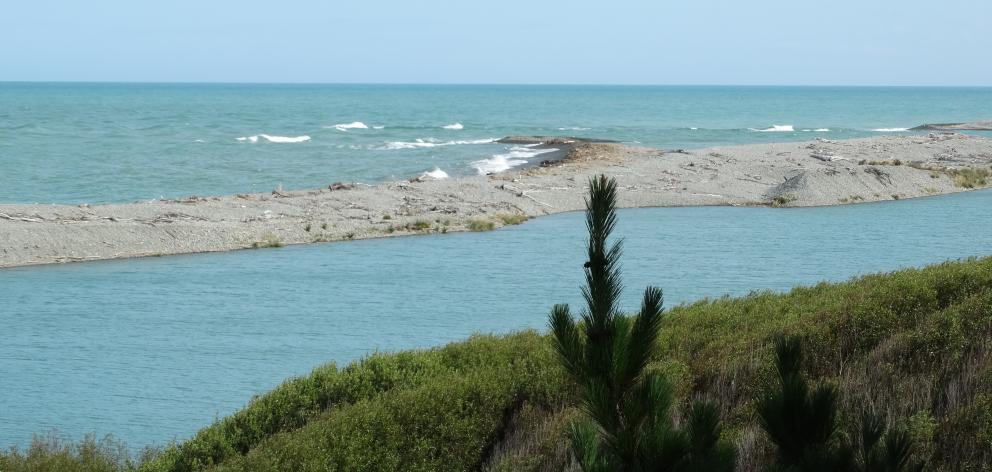 The Waitaki River mouth at Glenavy, where a man and his son became stranded while fishing...