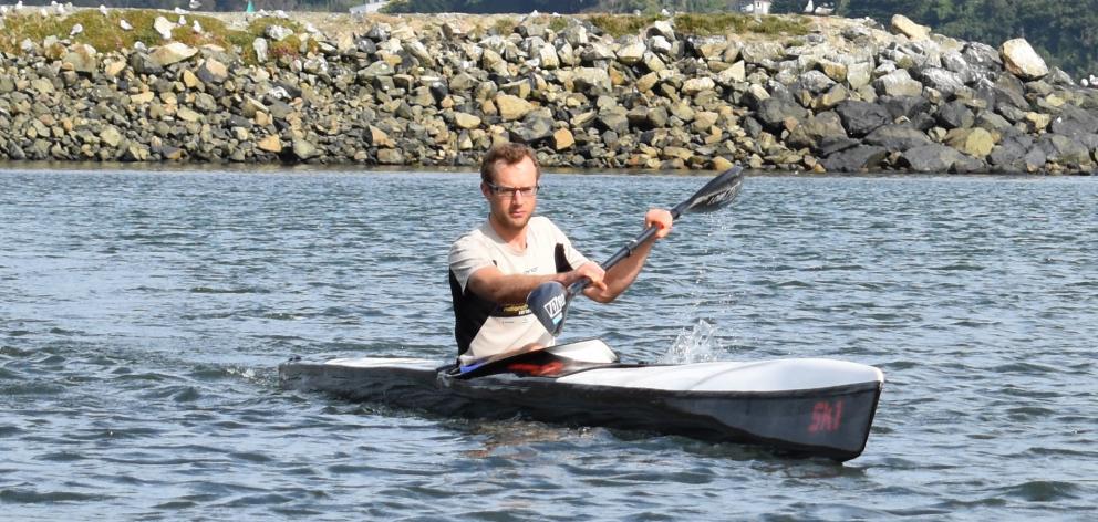 Richard Campbell trains on the Otago Harbour in preparation for next month's Coast to Coast....