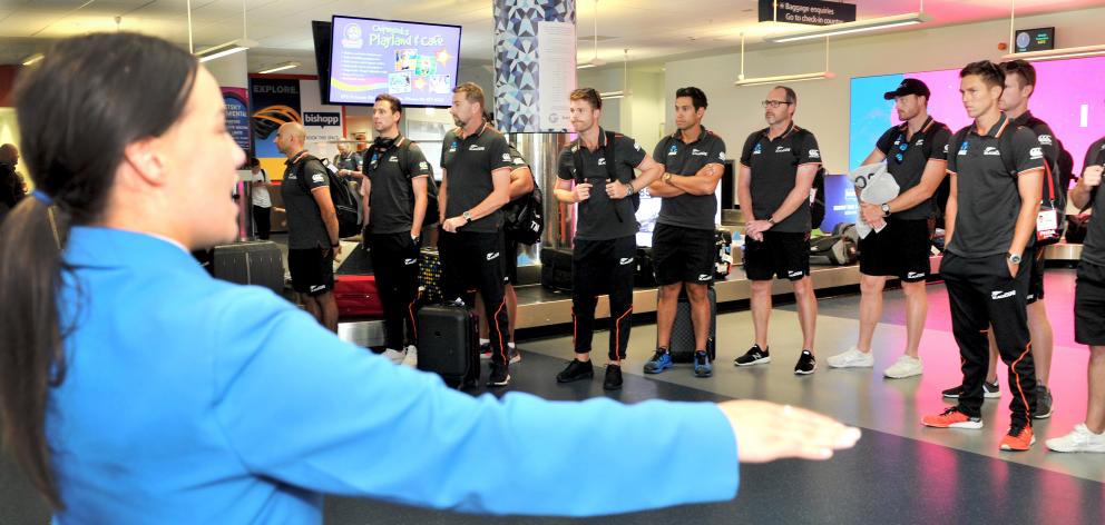 Te Paea Henman (16), of the King's and Queen's High School kapa haka group, welcomes the Black...