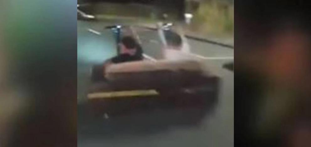 A group of lads from Stokes Valley have gone viral after they slapped a couch onto two Lime Scooters and took it for a drift ride. Photo: Facebook via NZ Herald