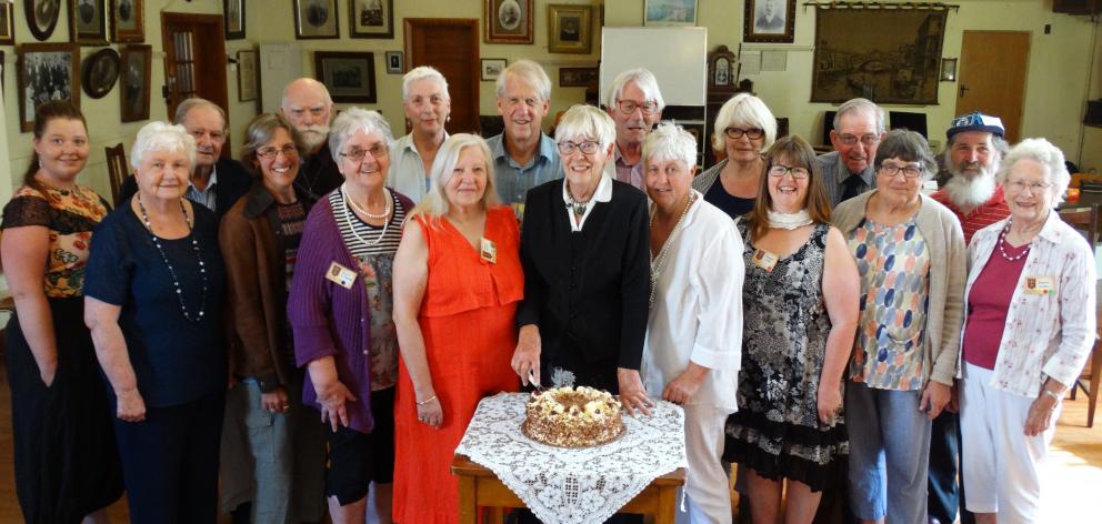North Otago Early Settlers Association president Helen Stead (front middle), surrounded by...