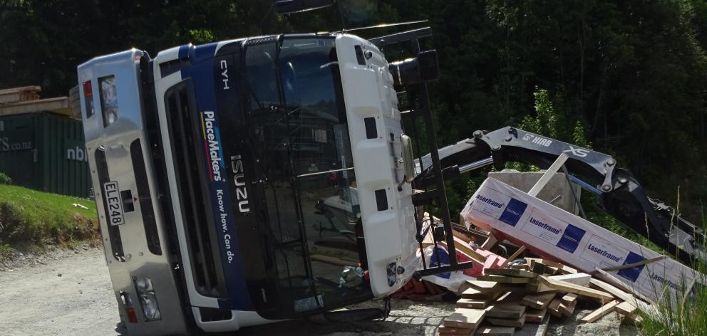  The driver of this truck was taken to Lakes District Hospital yesterday afternoon when it...