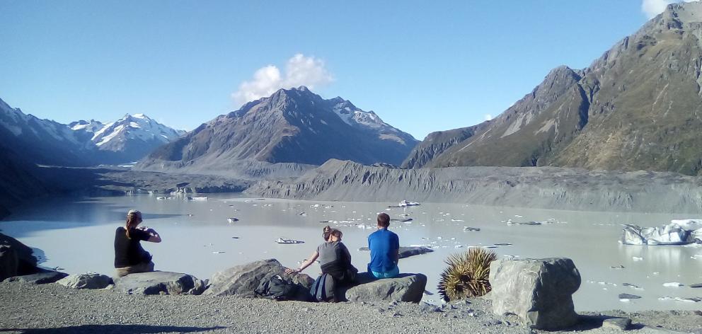 At the base of the Tasman Glacier global warming was happening right in front of us. 