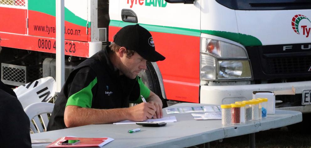 Alan Harvey works his way through a module during the Aorangi regional final of the FMG Young Farmer of the Year contest. Photo: Young Farmer of the Year Contest