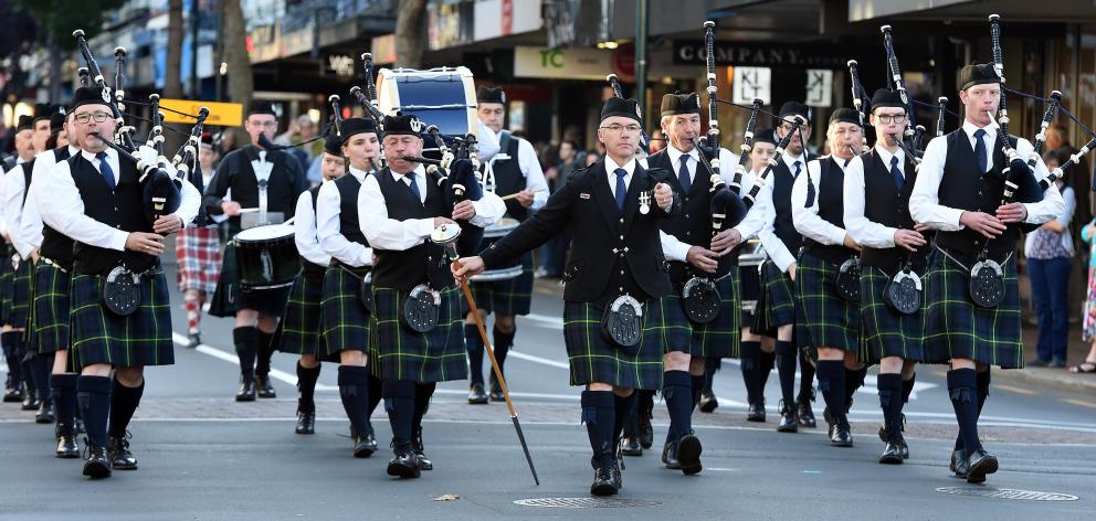Among those in the parade is the City of Dunedin Pipe Band. PHOTOS: GREGOR RICHARDSON