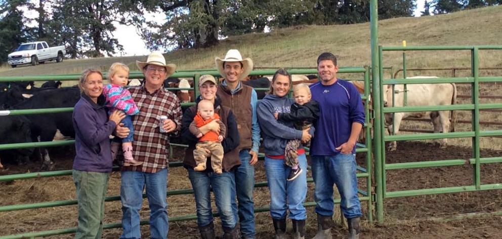 Oregon ranchers Sharon, Eva, Bill, Kelsey, Pacen and Colton Gow and Bailey, Teagan and Nick Cline. PHOTO: GOW FAMILY