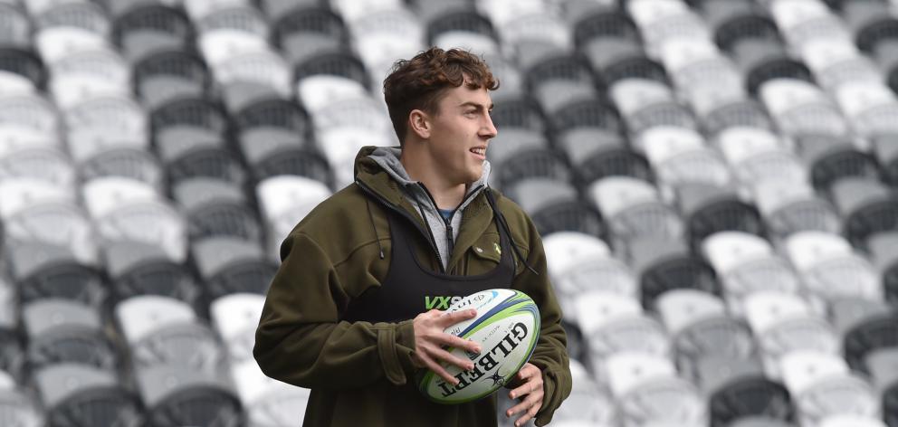 Highlanders outside back Josh McKay trains at Forsyth Barr Stadium yesterday. PHOTO: PETER MCINTOSH
