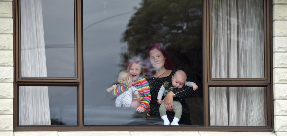 Gina Kinnaird and her daughter Charlii-Maree (left) and baby son Carlos are among those asked to stay isolated at home to help prevent the spread of measles in Dunedin. Photo: Peter McIntosh